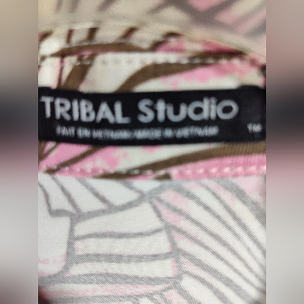 Tribal Studio Pink and Brown Patterned Top Jean Jacket Style - Picture 2 of 2